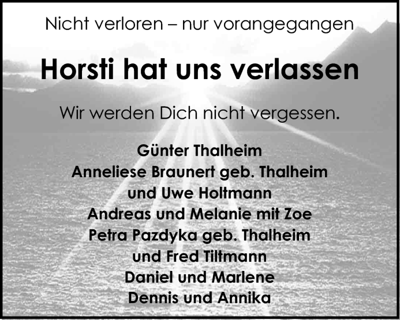 Traueranzeige für Horst Thalheim vom 05.02.2011 aus Nordwest-Zeitung