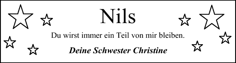  Traueranzeige für Nils Larisch vom 14.04.2011 aus Nordwest-Zeitung