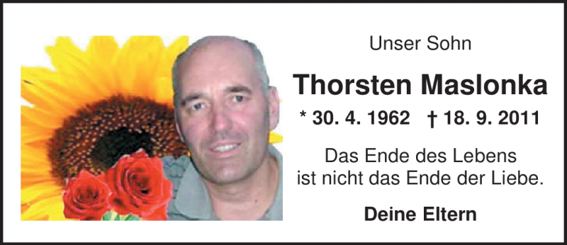  Traueranzeige für Thorsten Maslonka vom 18.09.2012 aus Nordwest-Zeitung