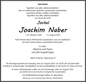 Traueranzeigen Von Joachim Naber Nordwest Trauer De