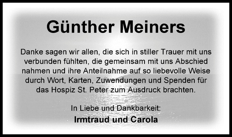  Traueranzeige für Günther Meiners vom 05.12.2014 aus Nordwest-Zeitung