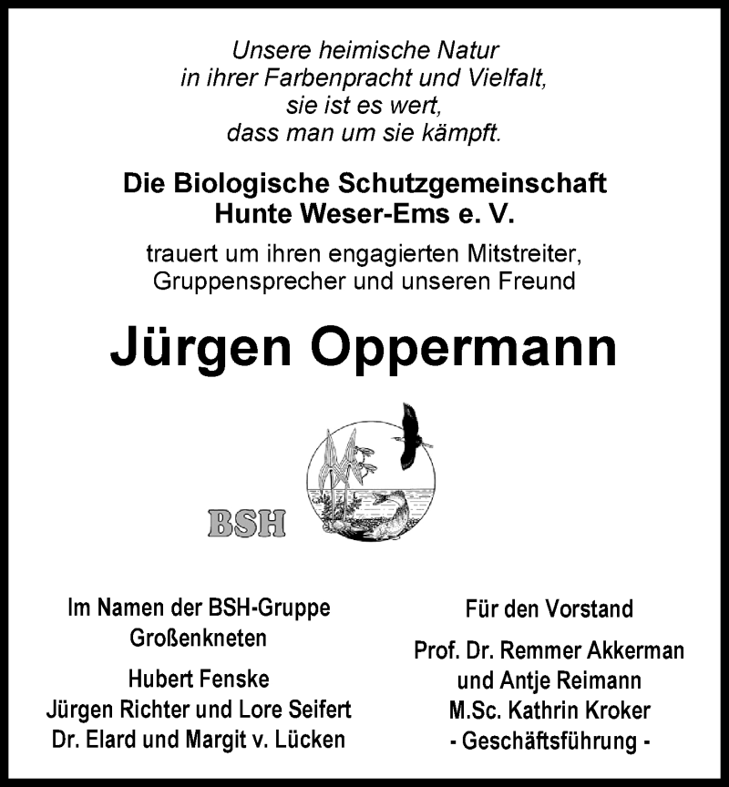  Traueranzeige für Jürgen Oppermann vom 31.01.2015 aus Nordwest-Zeitung