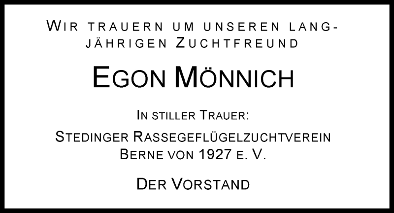  Traueranzeige für Egon Mönnich vom 28.10.2015 aus Nordwest-Zeitung