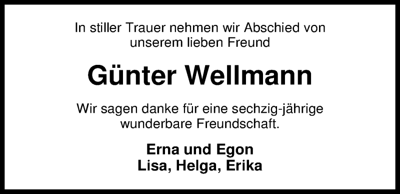 Traueranzeige für Günter Wellmann vom 02.11.2015 aus Nordwest-Zeitung