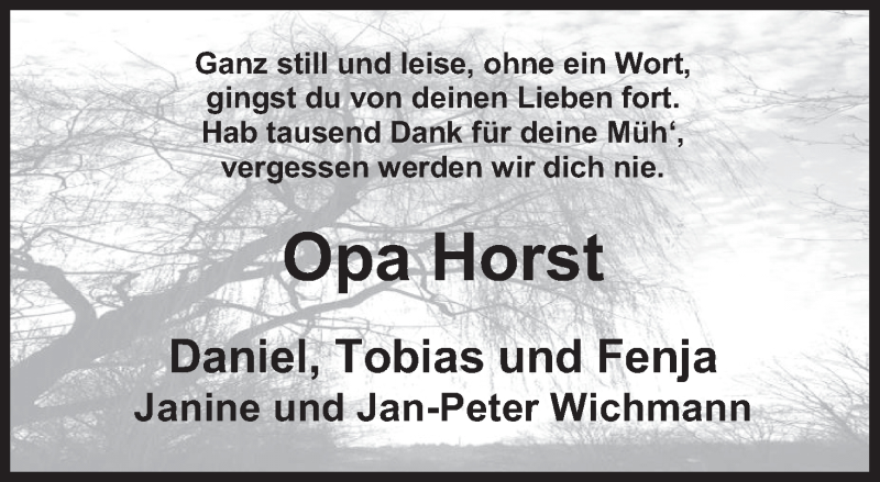  Traueranzeige für Horst  Neugebauer vom 06.05.2015 aus Nordwest-Zeitung