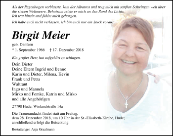 Traueranzeigen Von Birgit Meier Nordwest Trauer De