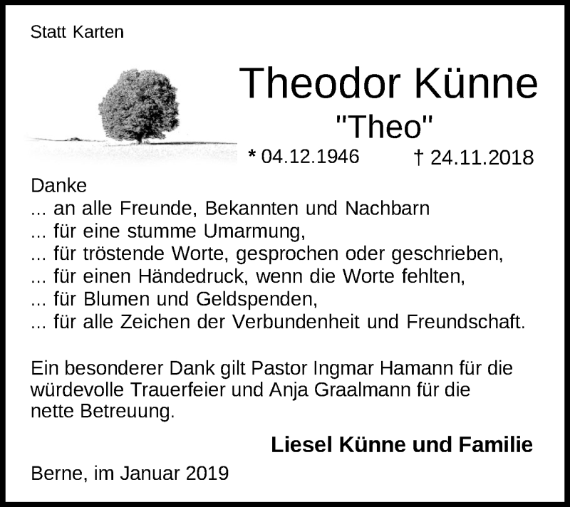 Traueranzeigen Von Theodor K Nne Nordwest Trauer De