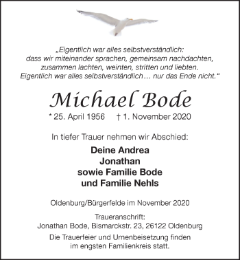 Traueranzeigen Von Michael Bode Nordwest Trauer De