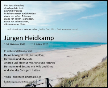 Traueranzeigen Von J Rgen Heidkamp Nordwest Trauer De