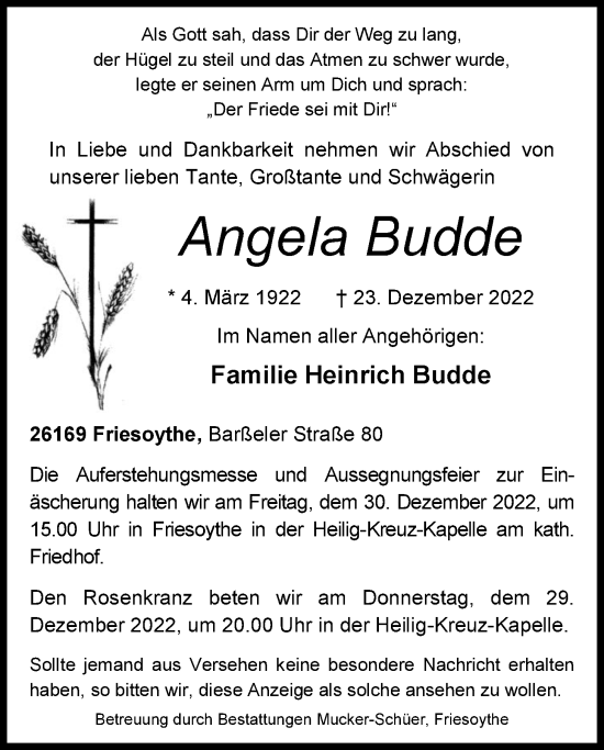 Traueranzeigen Von Angela Budde Nordwest Trauer De