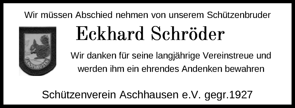 Traueranzeigen Von Eckhard Schr Der Nordwest Trauer De