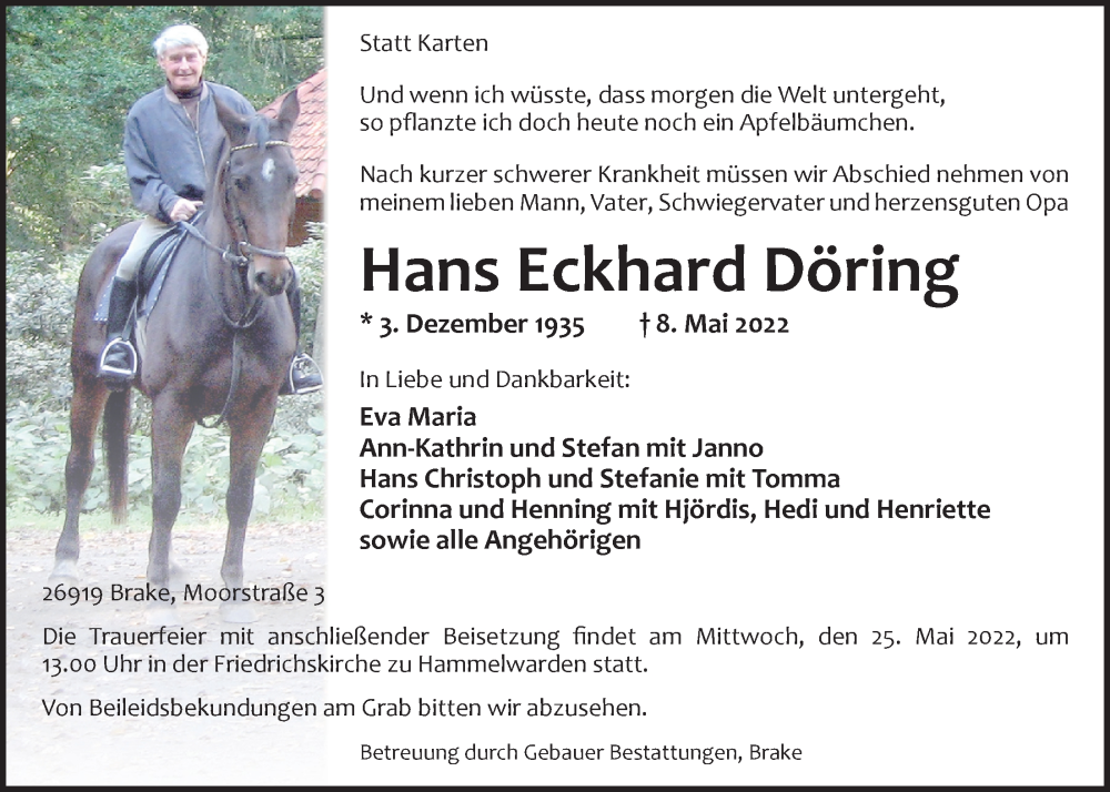 Traueranzeigen Von Hans Eckhard D Ring Nordwest Trauer De