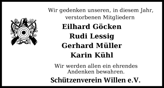 Traueranzeige von Gerhard Müller von WZ/JW/AH