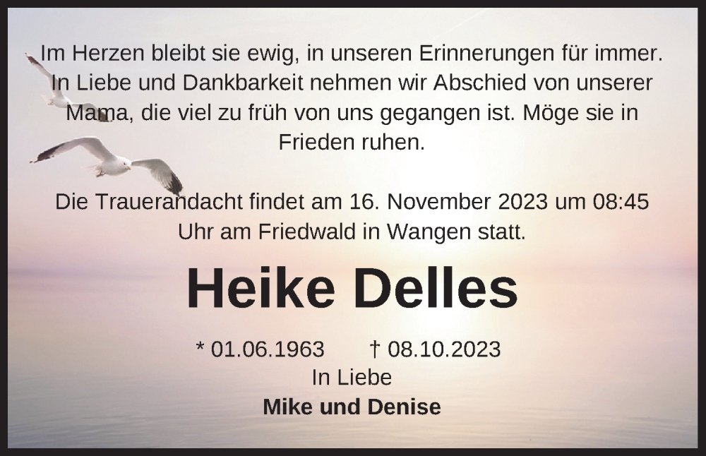 Traueranzeigen Von Heike Delles Nordwest Trauer De