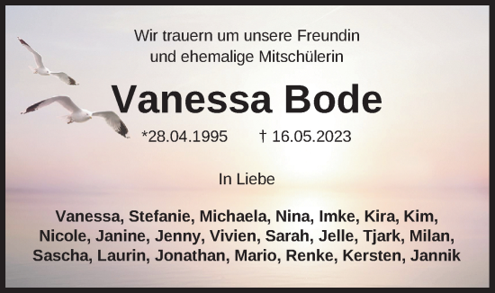 Traueranzeigen Von Vanessa Bode Nordwest Trauer De