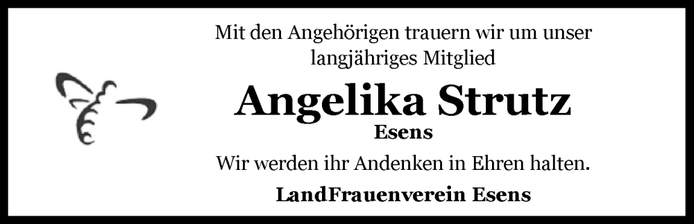 Traueranzeigen Von Angelika Strutz Nordwest Trauer De