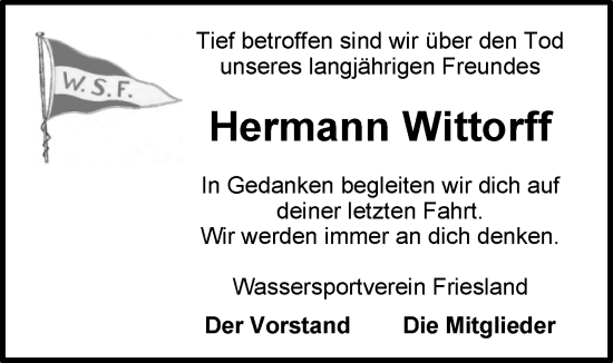 Traueranzeige von Hermann Wittorff von Nordwest-Zeitung