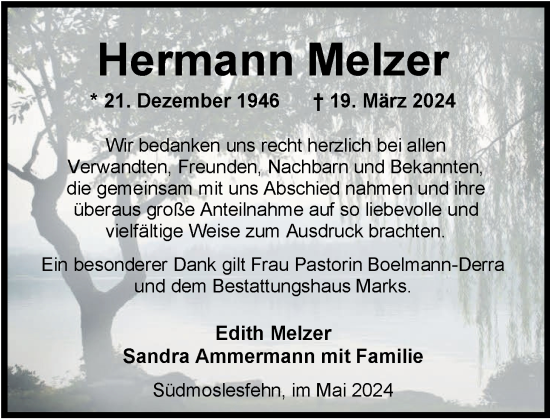 Traueranzeige von Hermann Melzer von Nordwest-Zeitung