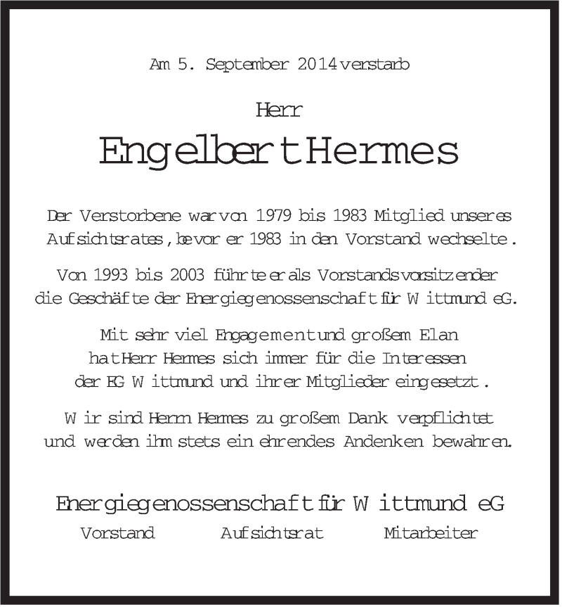 Traueranzeigen Von Engelbert Hermes Nordwest Trauer De