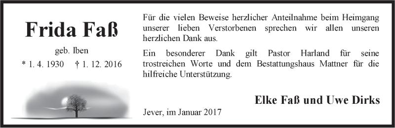 Traueranzeigen von Frida Faß nordwest trauer de