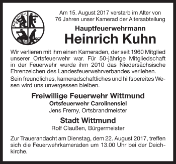 Traueranzeigen Von Heinrich Kuhn Nordwest Trauer De