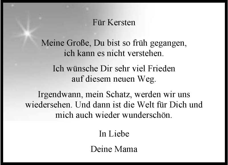 Traueranzeigen Von Kersten Kilian Nordwest Trauer De