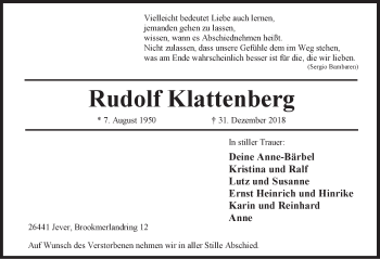 Traueranzeigen Von Rudolf Klattenberg Nordwest Trauer De