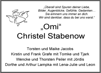 Traueranzeigen Von Christel Stabenow Nordwest Trauer De