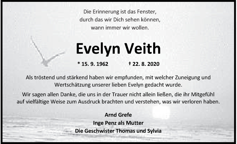 Traueranzeigen Von Evelyn Veith Nordwest Trauer De