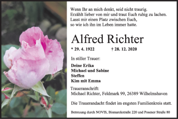 Traueranzeigen Von Alfred Richter Nordwest Trauer De