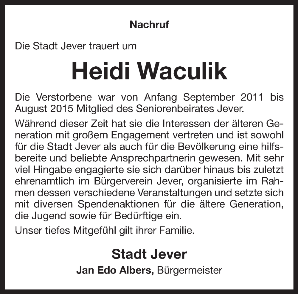 Traueranzeigen Von Heidi Waculik Nordwest Trauer De