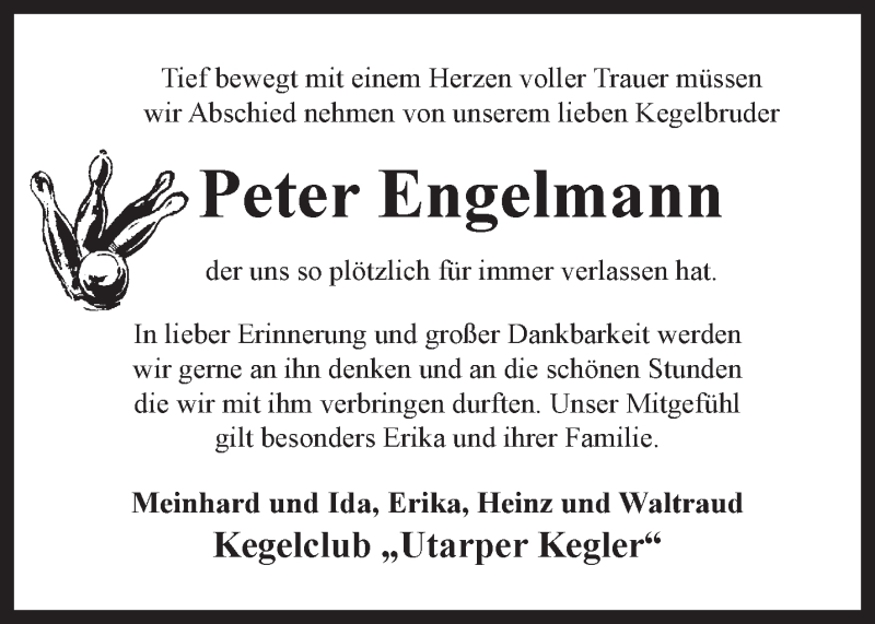 Traueranzeigen Von Peter Engelmann Nordwest Trauer De