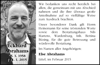 Traueranzeige von Eckhard Abrahams von Nordwest-Zeitung