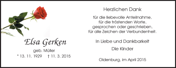 Traueranzeige von Elsa Gerken von Nordwest-Zeitung