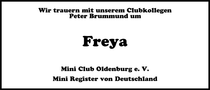  Traueranzeige für Freya Brummund vom 18.08.2009 aus Nordwest-Zeitung