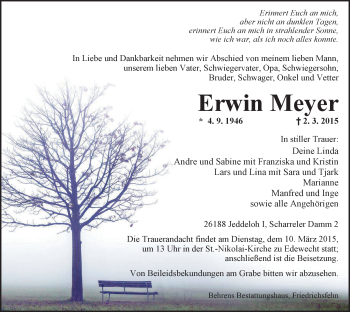 Traueranzeige von Erwin Meyer von Nordwest-Zeitung