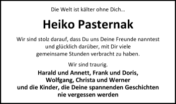 Traueranzeige von Heiko Pasternak von Nordwest-Zeitung