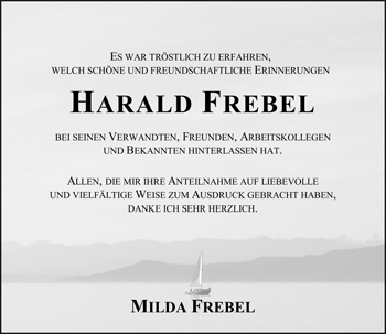 Traueranzeige von Harald Frebel von Nordwest-Zeitung