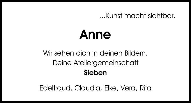  Traueranzeige für Anne Lakebrink-Bluschke vom 03.02.2015 aus Nordwest-Zeitung