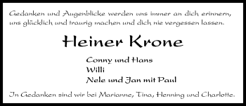Traueranzeige von Heinrich Krone von Nordwest-Zeitung
