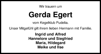 Traueranzeige von Hanna-Gerda Egert von Nordwest-Zeitung