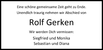 Traueranzeige von Rolf Gerken von Nordwest-Zeitung