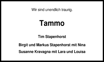 Traueranzeige von Tammo Lohmann von Nordwest-Zeitung