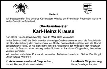 Traueranzeige von Karl-Heinz Krause von Nordwest-Zeitung