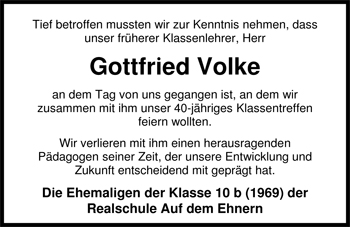 Traueranzeige von Gottfried Volke von Nordwest-Zeitung