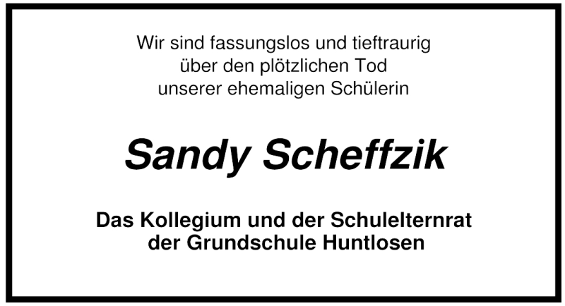  Traueranzeige für Sandy Scheffzik vom 05.10.2007 aus Nordwest Zeitung