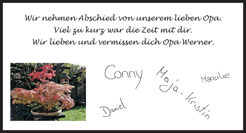  Traueranzeige für Werner Weigelt vom 18.09.2015 aus Nordwest-Zeitung