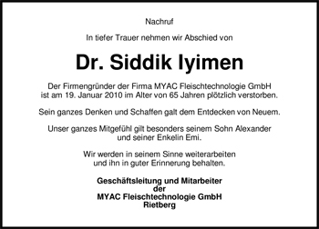 Traueranzeige von Siddik Dr. Iyimen von Nordwest-Zeitung