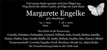 Traueranzeige von Margarete Engelke von Nordwest-Zeitung