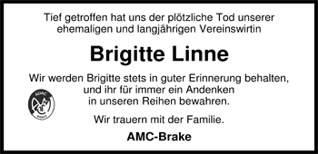 Traueranzeige von Brigitte Linne von Nordwest-Zeitung